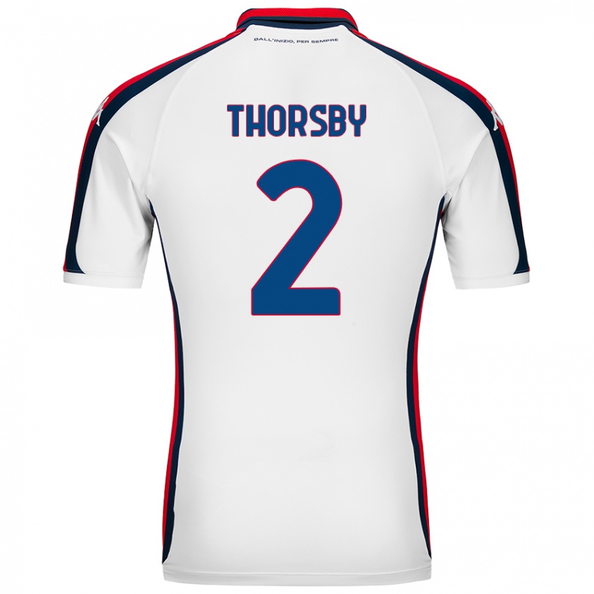 Niño Camiseta Morten Thorsby #2 Blanco 2ª Equipación 2024/25 La Camisa