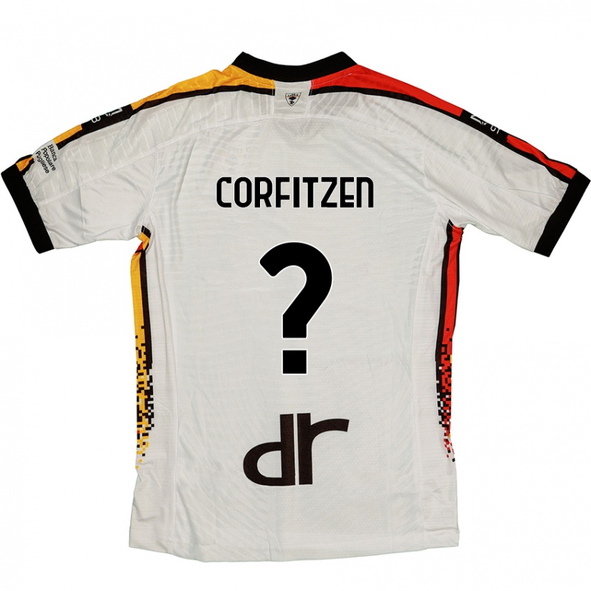 Niño Camiseta Jeppe Corfitzen #0 Blanco Negro 2ª Equipación 2024/25 La Camisa