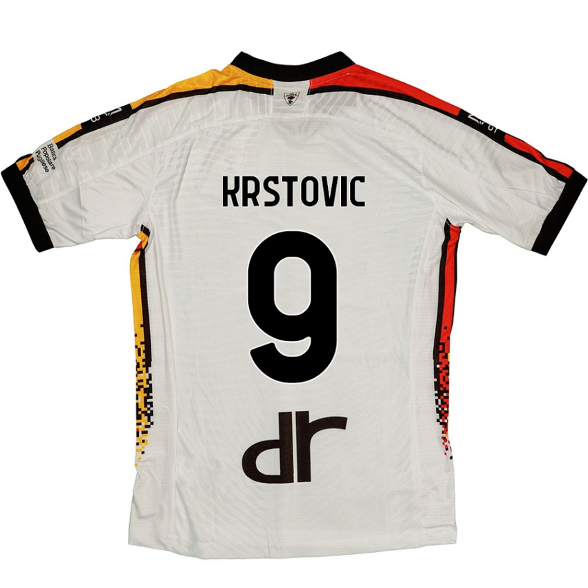 Niño Camiseta Nikola Krstovic #9 Blanco Negro 2ª Equipación 2024/25 La Camisa