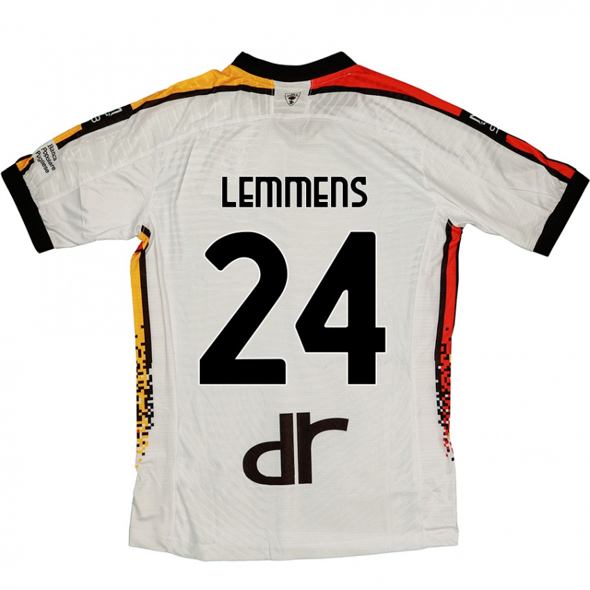 Niño Camiseta Mats Lemmens #24 Blanco Negro 2ª Equipación 2024/25 La Camisa