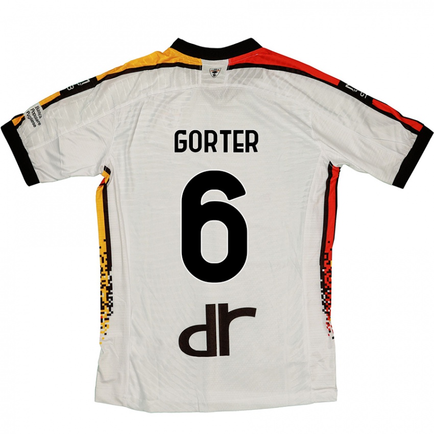 Niño Camiseta Olaf Gorter #6 Blanco Negro 2ª Equipación 2024/25 La Camisa