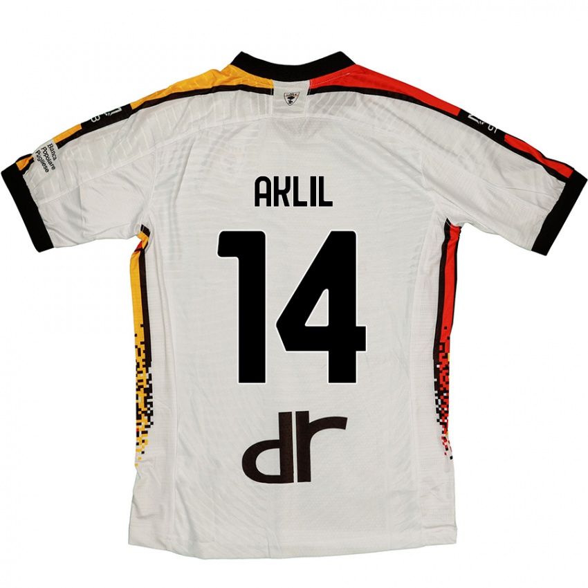 Niño Camiseta Lino Aklil #14 Blanco Negro 2ª Equipación 2024/25 La Camisa