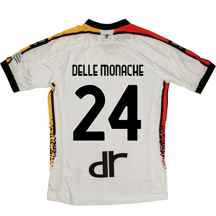 Niño Camiseta Marco Delle Monache #24 Blanco Negro 2ª Equipación 2024/25 La Camisa