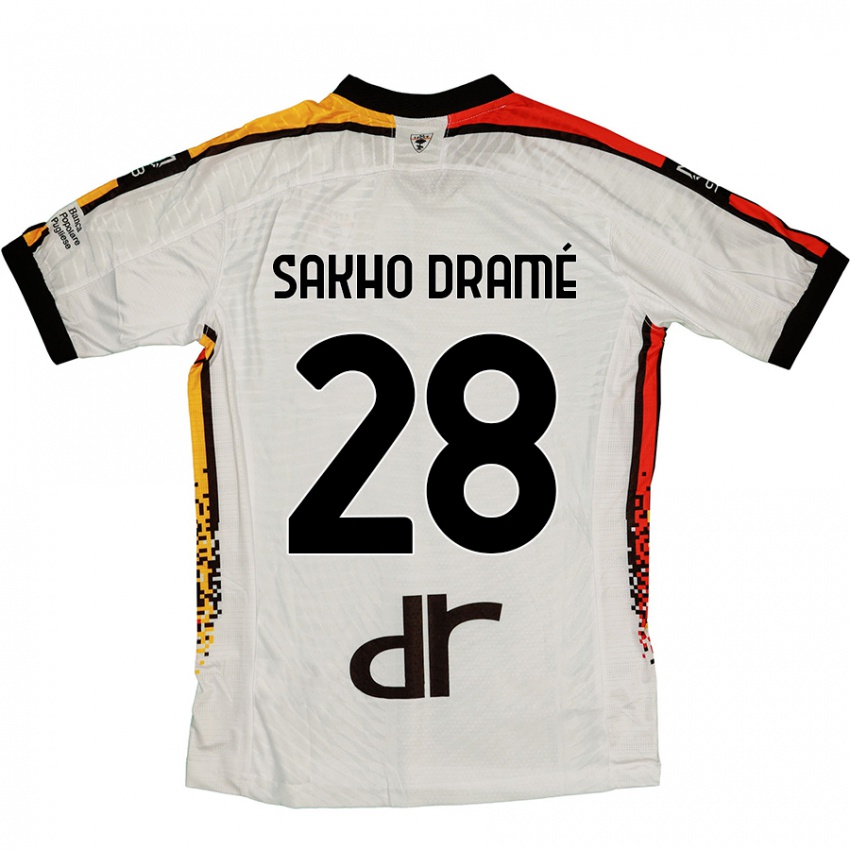 Niño Camiseta Samba Sakho Dramé #28 Blanco Negro 2ª Equipación 2024/25 La Camisa