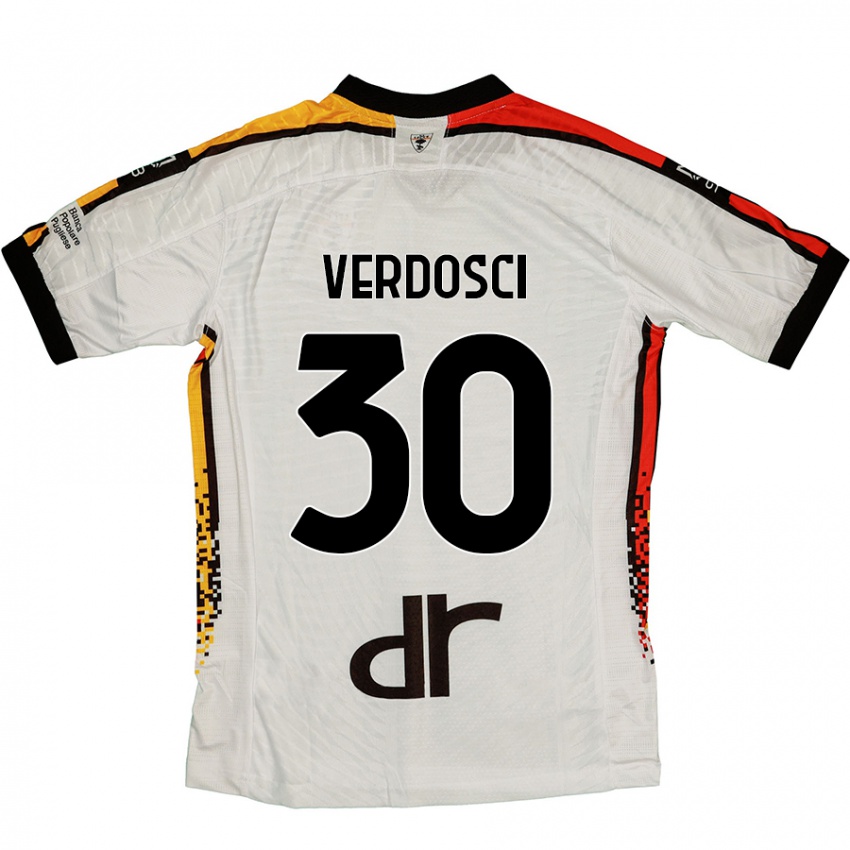 Niño Camiseta Simone Verdosci #30 Blanco Negro 2ª Equipación 2024/25 La Camisa