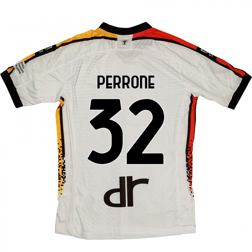 Niño Camiseta Samuele Perrone #32 Blanco Negro 2ª Equipación 2024/25 La Camisa