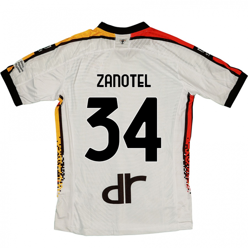 Niño Camiseta Giovanni Zanotel #34 Blanco Negro 2ª Equipación 2024/25 La Camisa