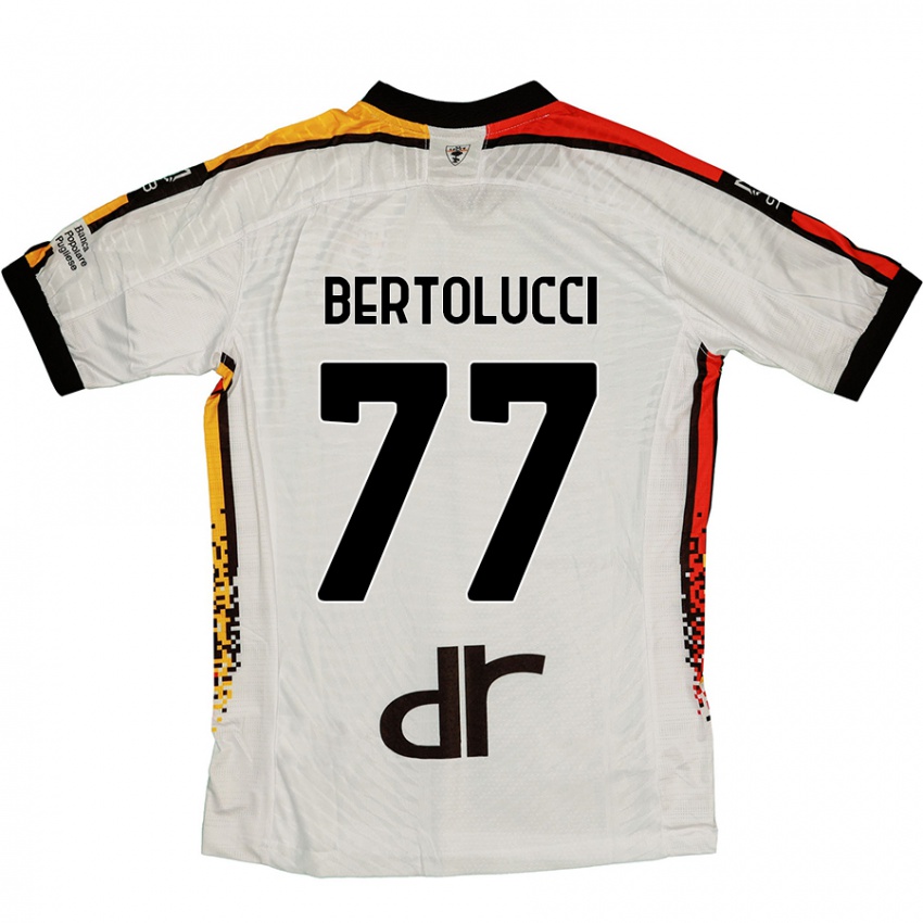 Niño Camiseta Sandro Bertolucci #77 Blanco Negro 2ª Equipación 2024/25 La Camisa