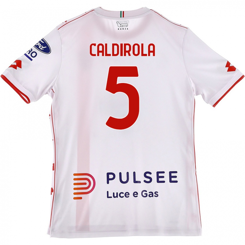 Niño Camiseta Luca Caldirola #5 Blanco Rojo 2ª Equipación 2024/25 La Camisa