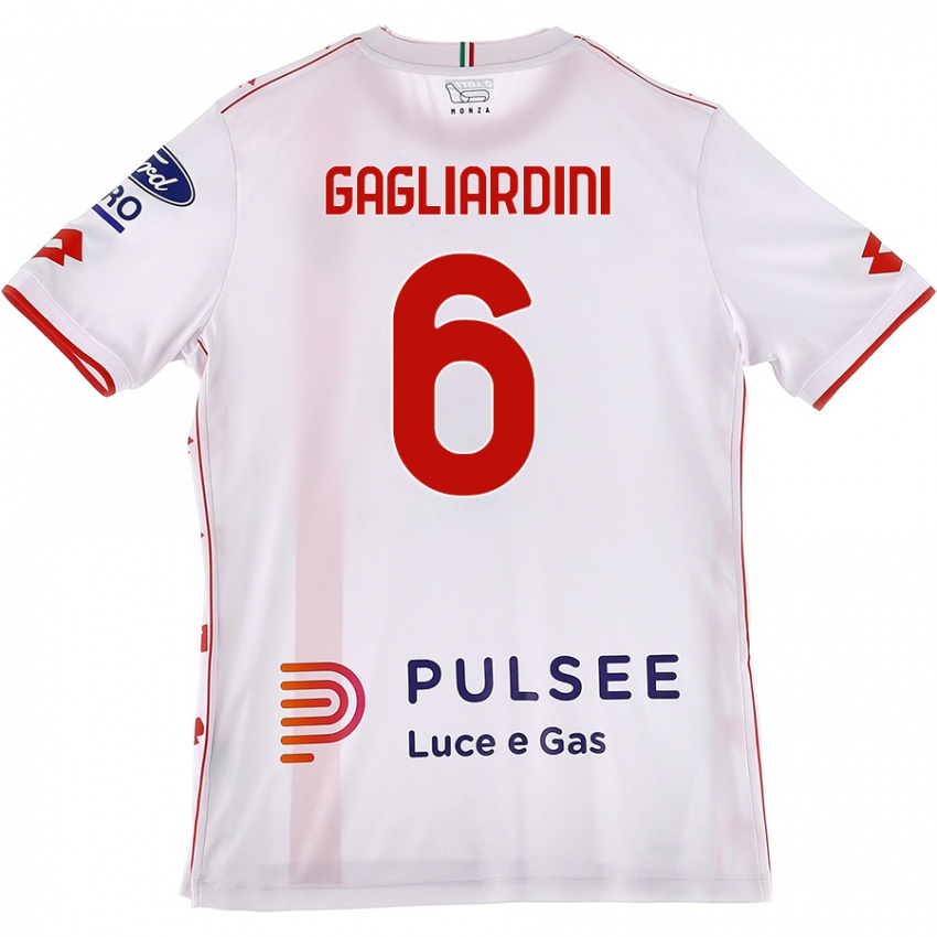 Niño Camiseta Roberto Gagliardini #6 Blanco Rojo 2ª Equipación 2024/25 La Camisa