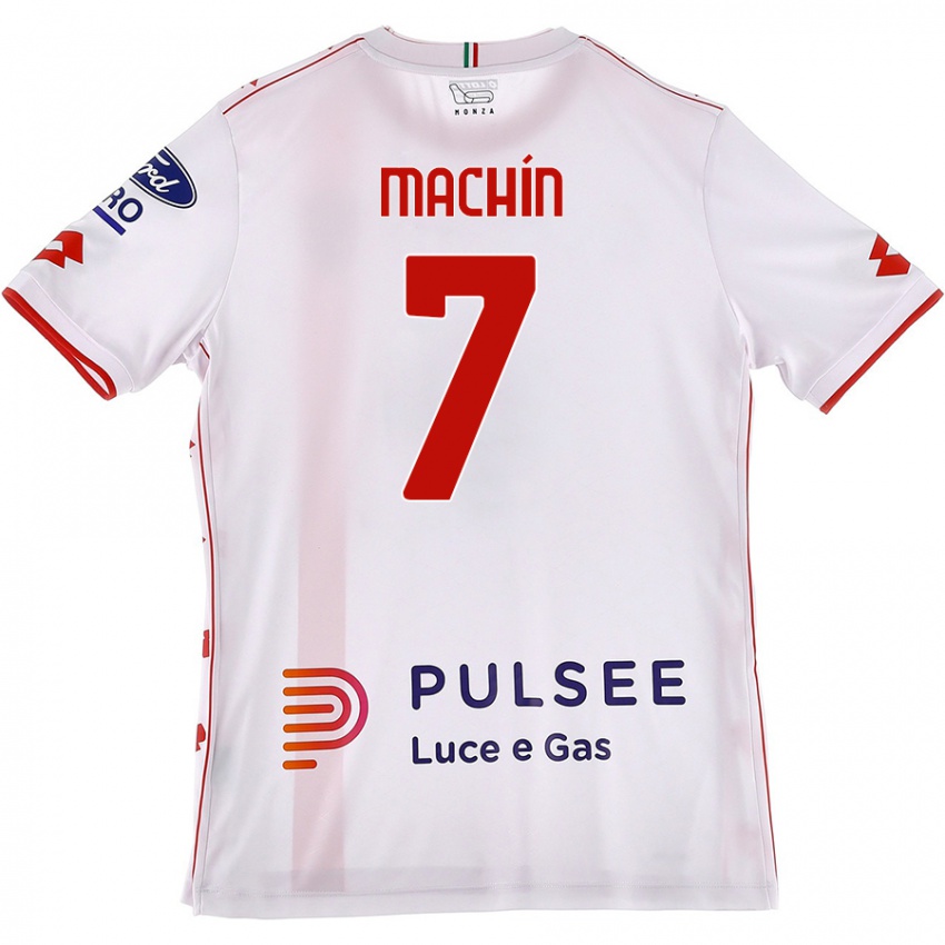 Niño Camiseta José Machín #7 Blanco Rojo 2ª Equipación 2024/25 La Camisa