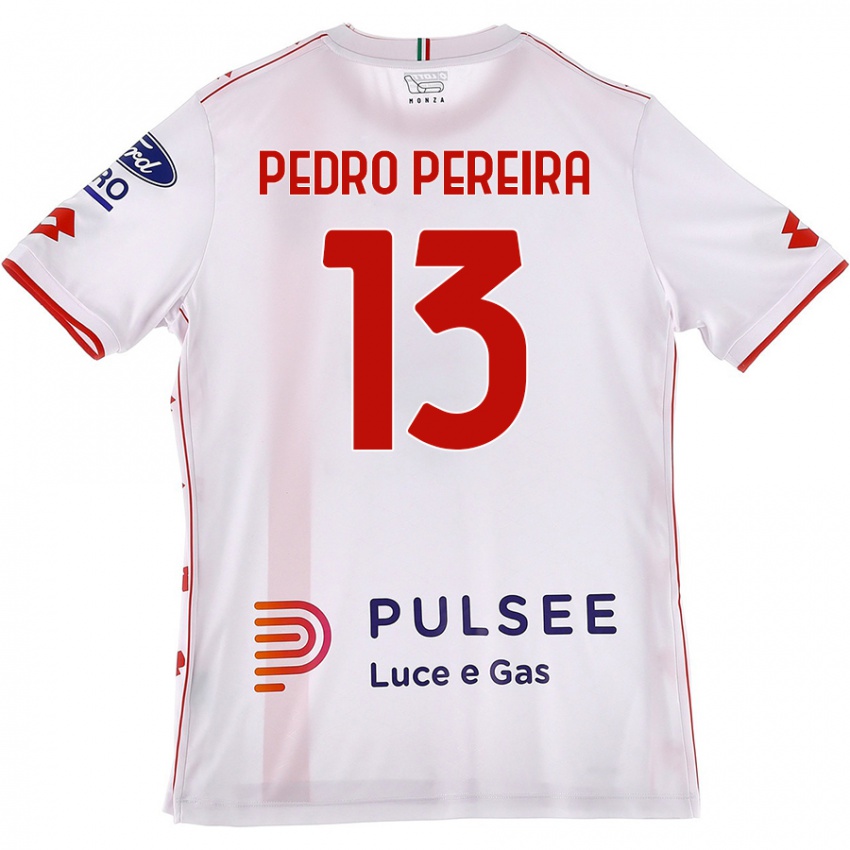 Niño Camiseta Pedro Pereira #13 Blanco Rojo 2ª Equipación 2024/25 La Camisa