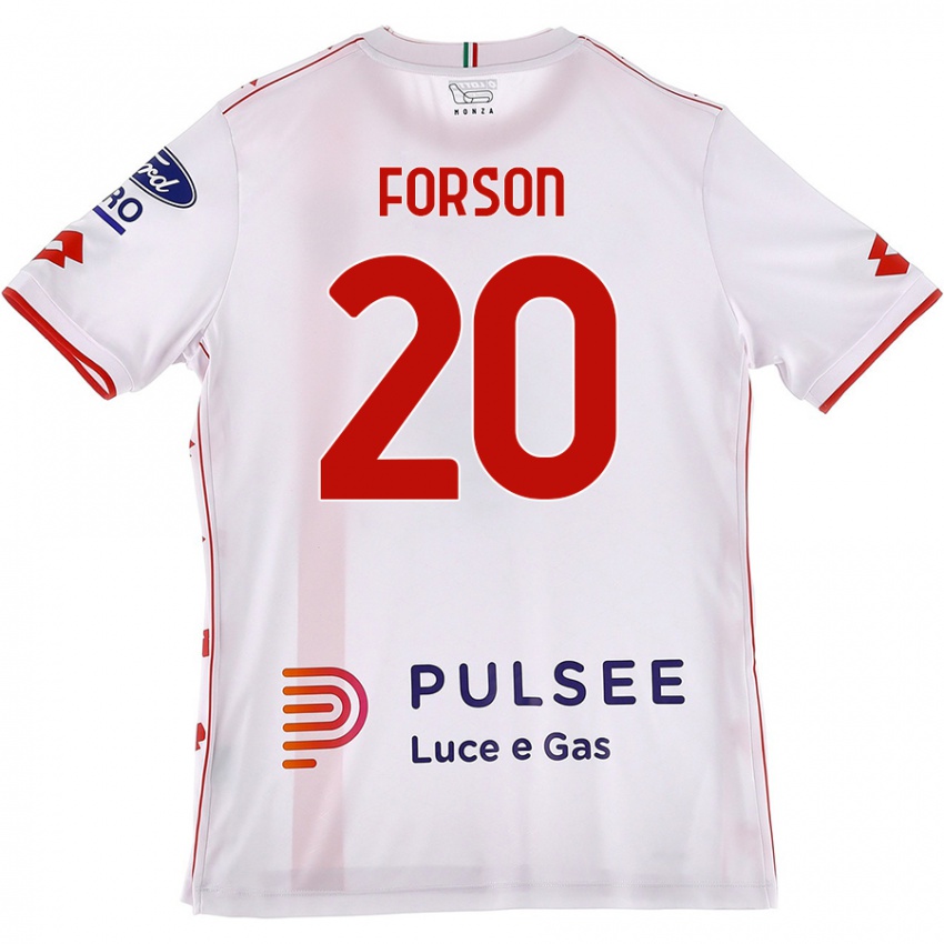 Niño Camiseta Omari Forson #20 Blanco Rojo 2ª Equipación 2024/25 La Camisa