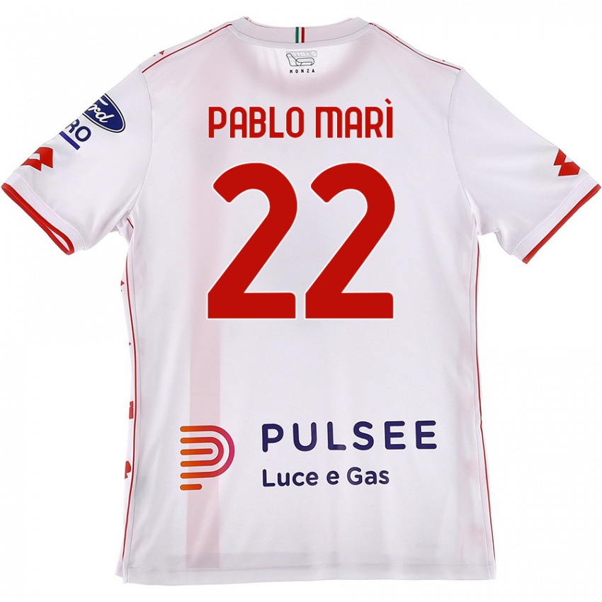 Niño Camiseta Pablo Marí #22 Blanco Rojo 2ª Equipación 2024/25 La Camisa