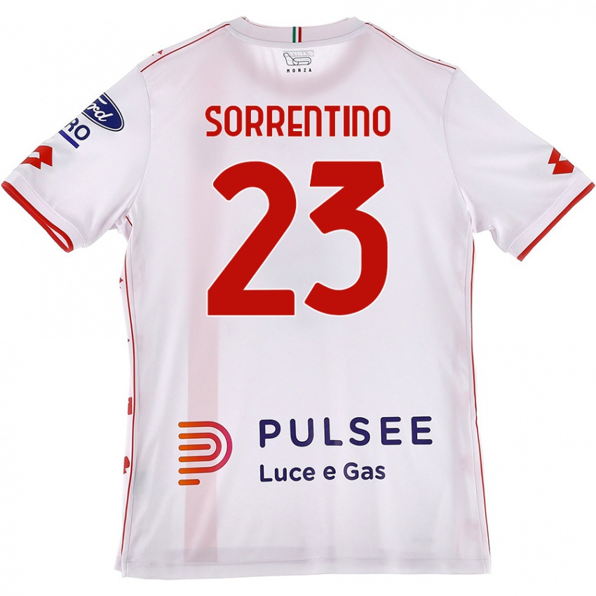 Niño Camiseta Alessandro Sorrentino #23 Blanco Rojo 2ª Equipación 2024/25 La Camisa