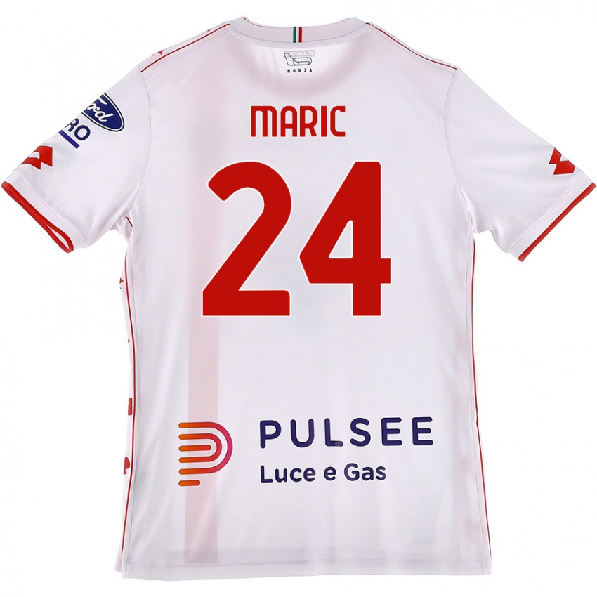 Niño Camiseta Mirko Maric #24 Blanco Rojo 2ª Equipación 2024/25 La Camisa