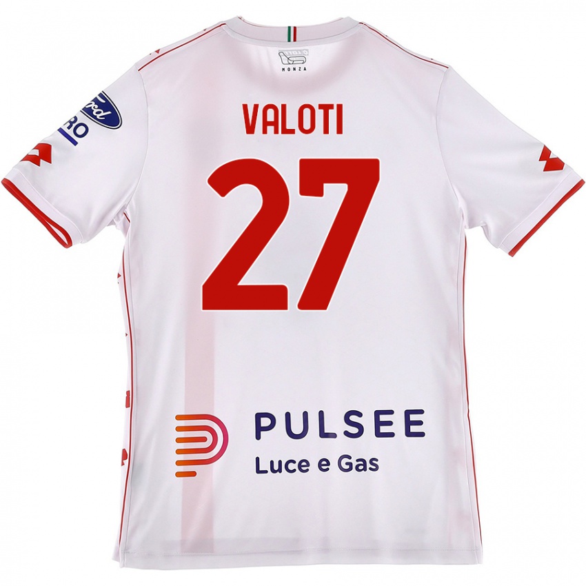 Niño Camiseta Mattia Valoti #27 Blanco Rojo 2ª Equipación 2024/25 La Camisa