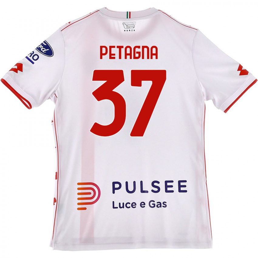 Niño Camiseta Andrea Petagna #37 Blanco Rojo 2ª Equipación 2024/25 La Camisa