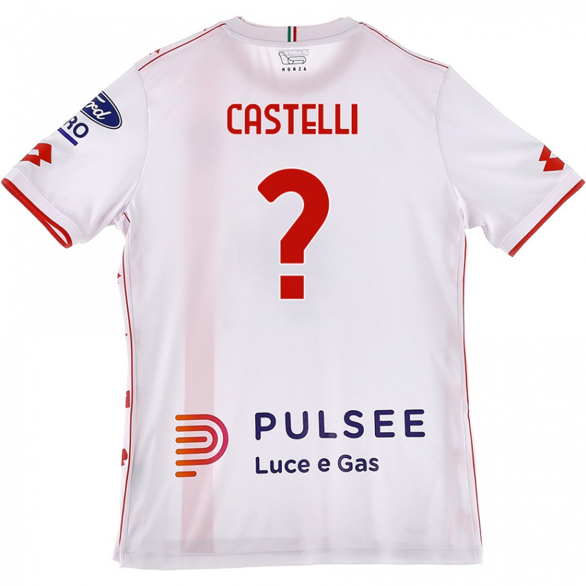 Niño Camiseta Davide Castelli #0 Blanco Rojo 2ª Equipación 2024/25 La Camisa