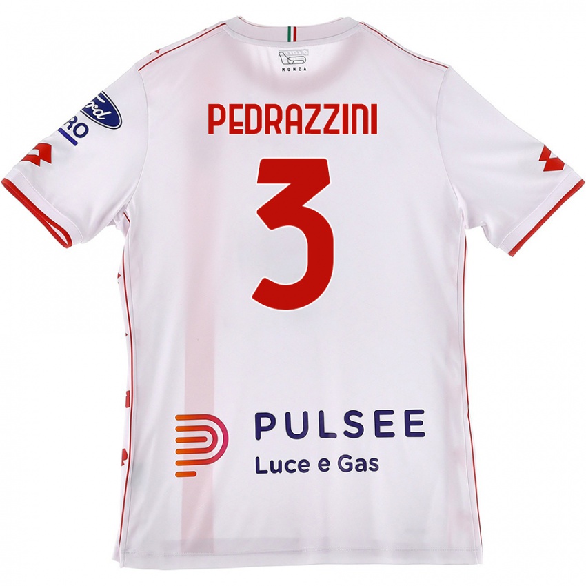 Niño Camiseta Carlo Pedrazzini #3 Blanco Rojo 2ª Equipación 2024/25 La Camisa