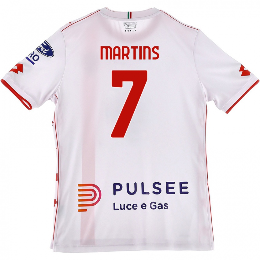 Niño Camiseta Kevin Martins #7 Blanco Rojo 2ª Equipación 2024/25 La Camisa