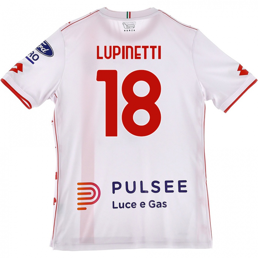 Niño Camiseta Tommaso Lupinetti #18 Blanco Rojo 2ª Equipación 2024/25 La Camisa