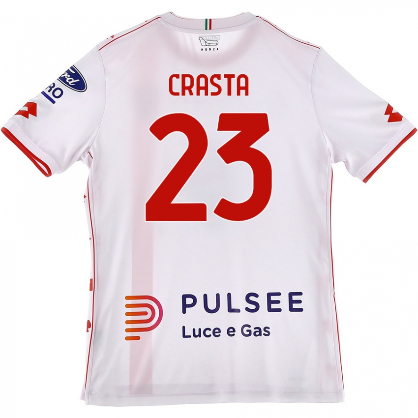 Niño Camiseta Mario Crasta #23 Blanco Rojo 2ª Equipación 2024/25 La Camisa