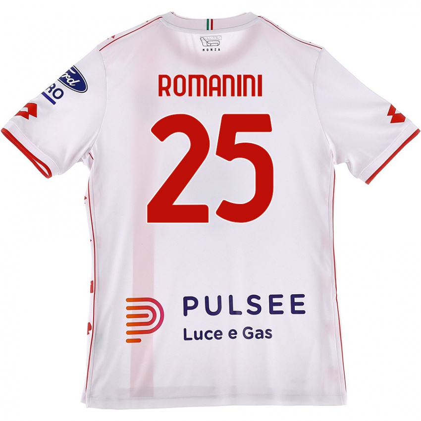 Niño Camiseta Andrea Romanini #25 Blanco Rojo 2ª Equipación 2024/25 La Camisa