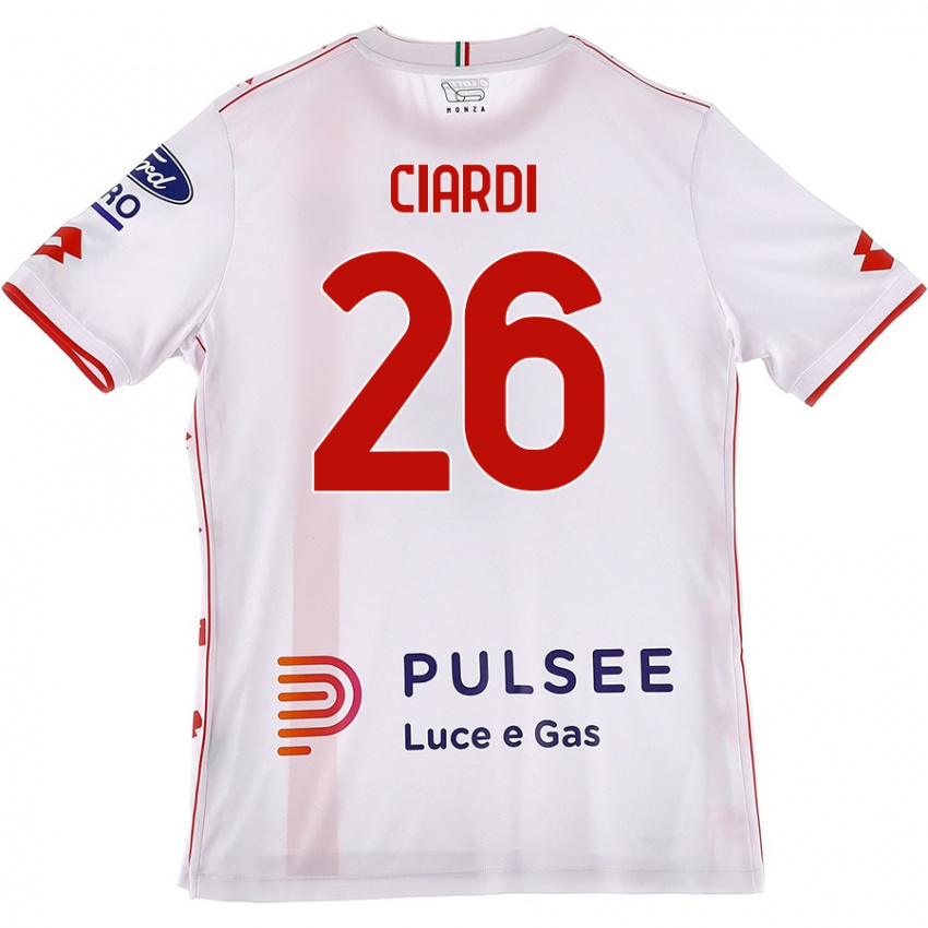 Niño Camiseta Tommaso Ciardi #26 Blanco Rojo 2ª Equipación 2024/25 La Camisa