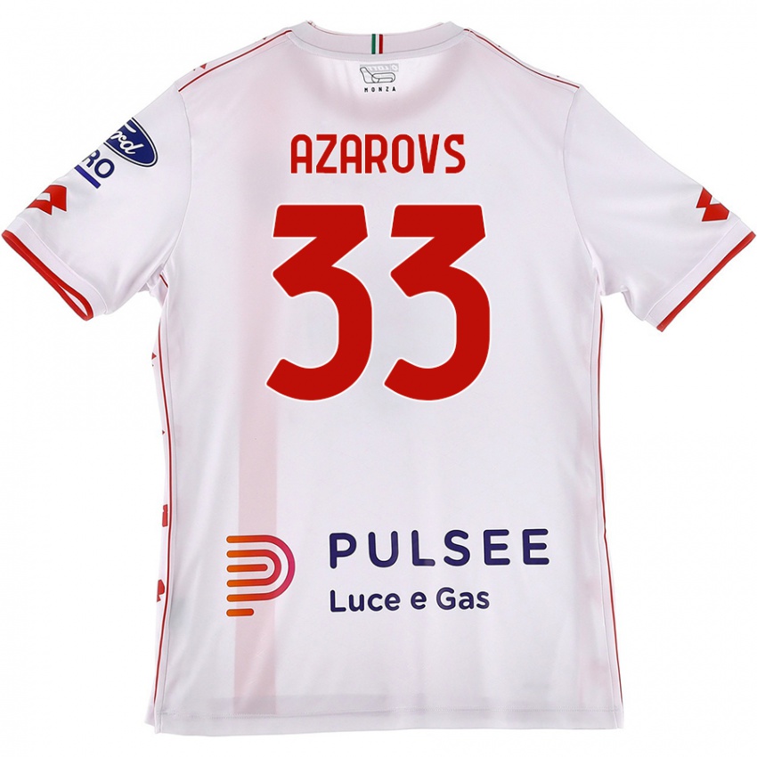 Niño Camiseta Timurs Azarovs #33 Blanco Rojo 2ª Equipación 2024/25 La Camisa