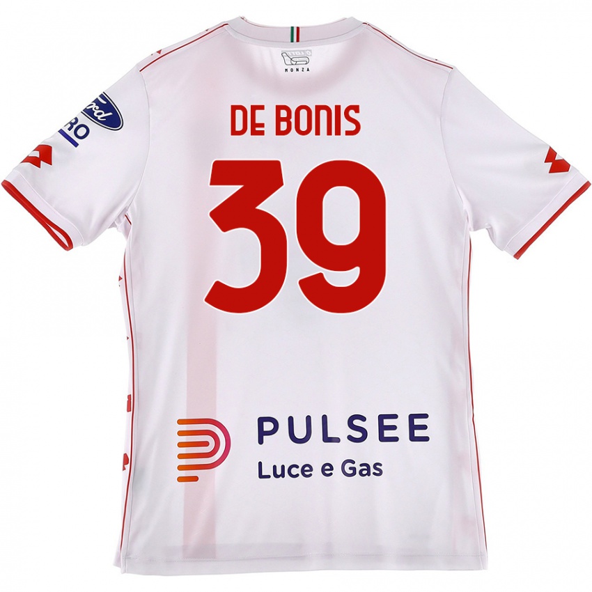 Niño Camiseta Andrea De Bonis #39 Blanco Rojo 2ª Equipación 2024/25 La Camisa