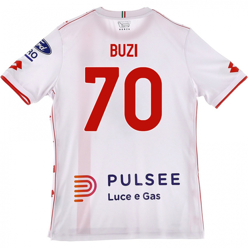 Niño Camiseta Luis Buzi #70 Blanco Rojo 2ª Equipación 2024/25 La Camisa