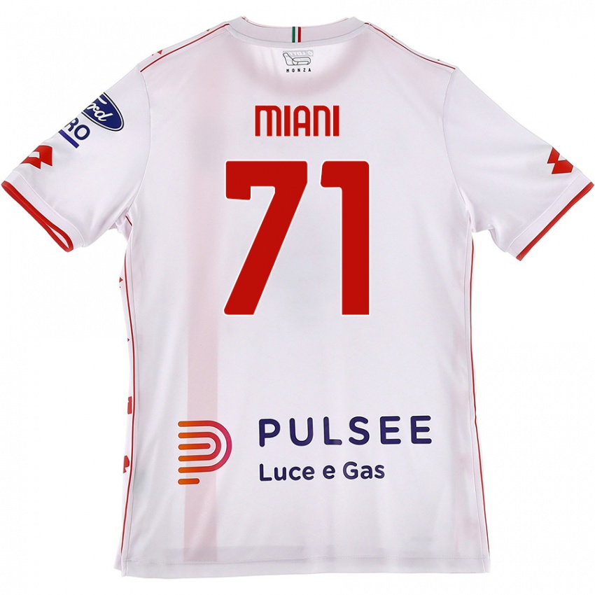 Niño Camiseta Arthur Miani #71 Blanco Rojo 2ª Equipación 2024/25 La Camisa