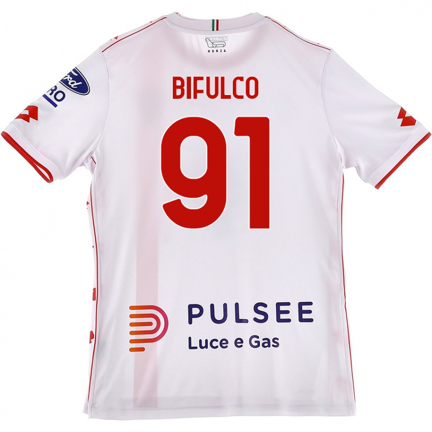 Niño Camiseta Davide Bifulco #91 Blanco Rojo 2ª Equipación 2024/25 La Camisa