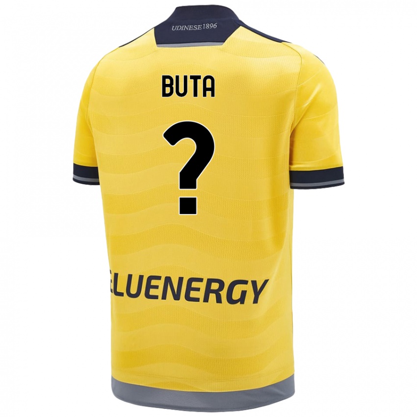 Niño Camiseta Leonardo Buta #0 Dorado 2ª Equipación 2024/25 La Camisa