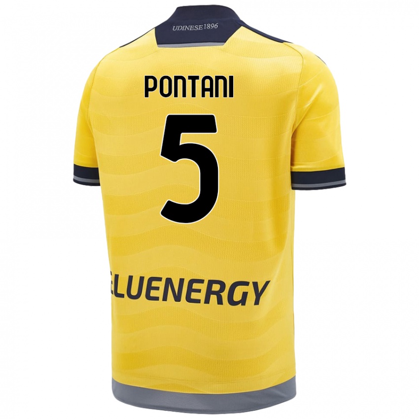 Niño Camiseta Leonardo Pontani #5 Dorado 2ª Equipación 2024/25 La Camisa