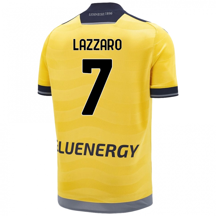 Niño Camiseta Davide Lazzaro #7 Dorado 2ª Equipación 2024/25 La Camisa