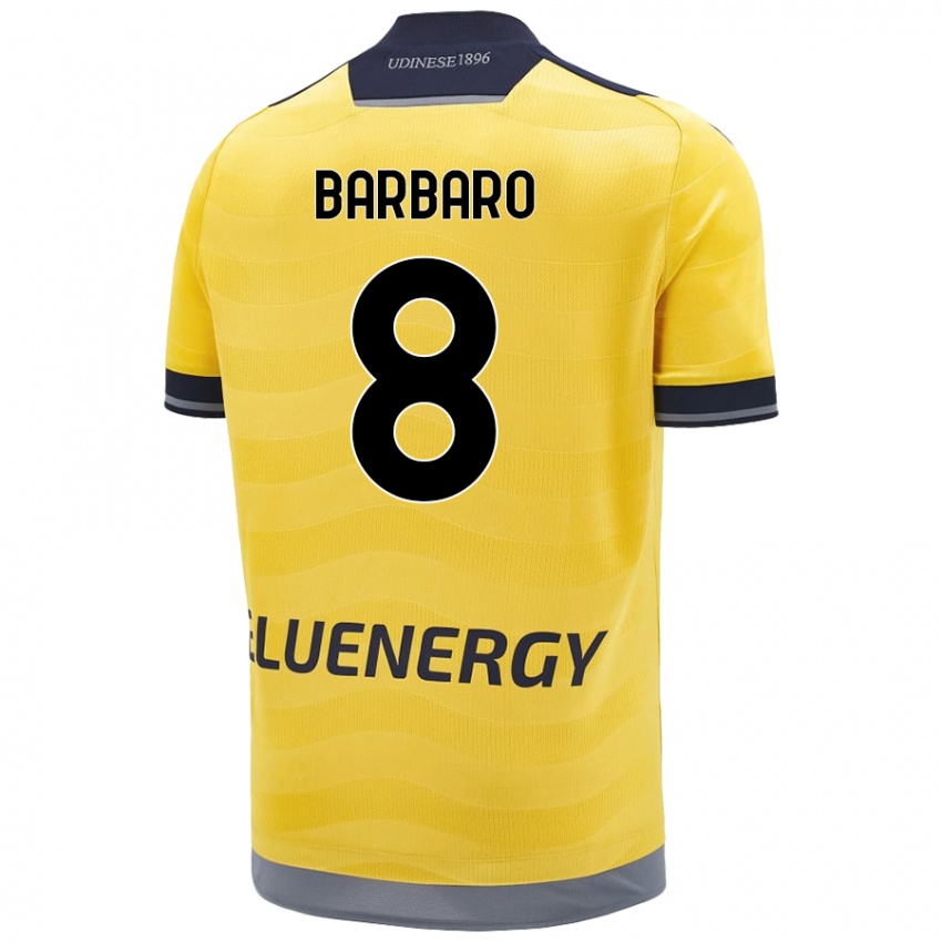 Niño Camiseta Elia Barbaro #8 Dorado 2ª Equipación 2024/25 La Camisa