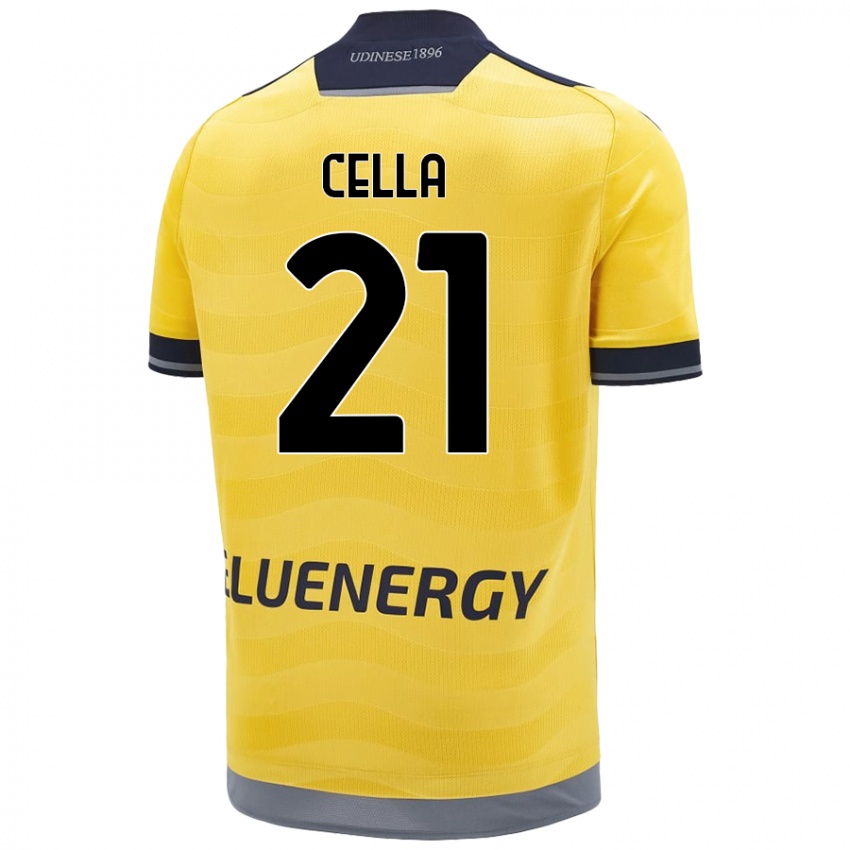 Niño Camiseta Leonardo Cella #21 Dorado 2ª Equipación 2024/25 La Camisa