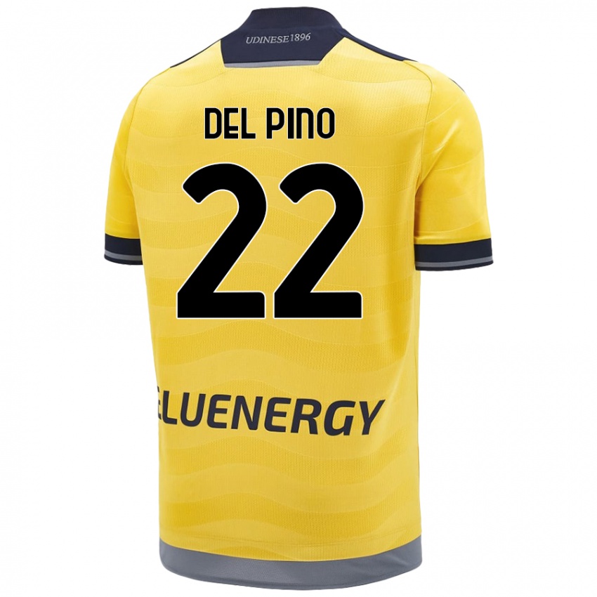 Niño Camiseta Lorenzo Del Pino #22 Dorado 2ª Equipación 2024/25 La Camisa