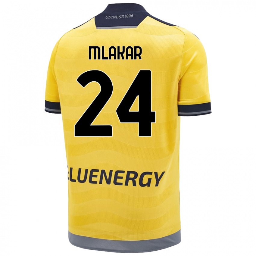 Niño Camiseta Lorenzo Mlakar #24 Dorado 2ª Equipación 2024/25 La Camisa