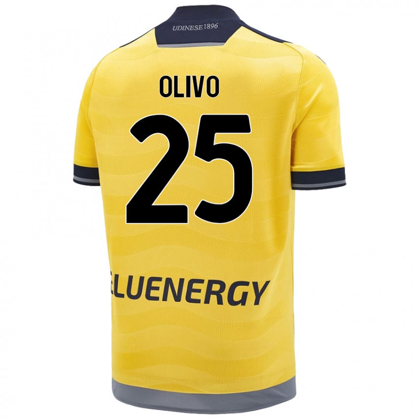 Niño Camiseta Gioele Olivo #25 Dorado 2ª Equipación 2024/25 La Camisa