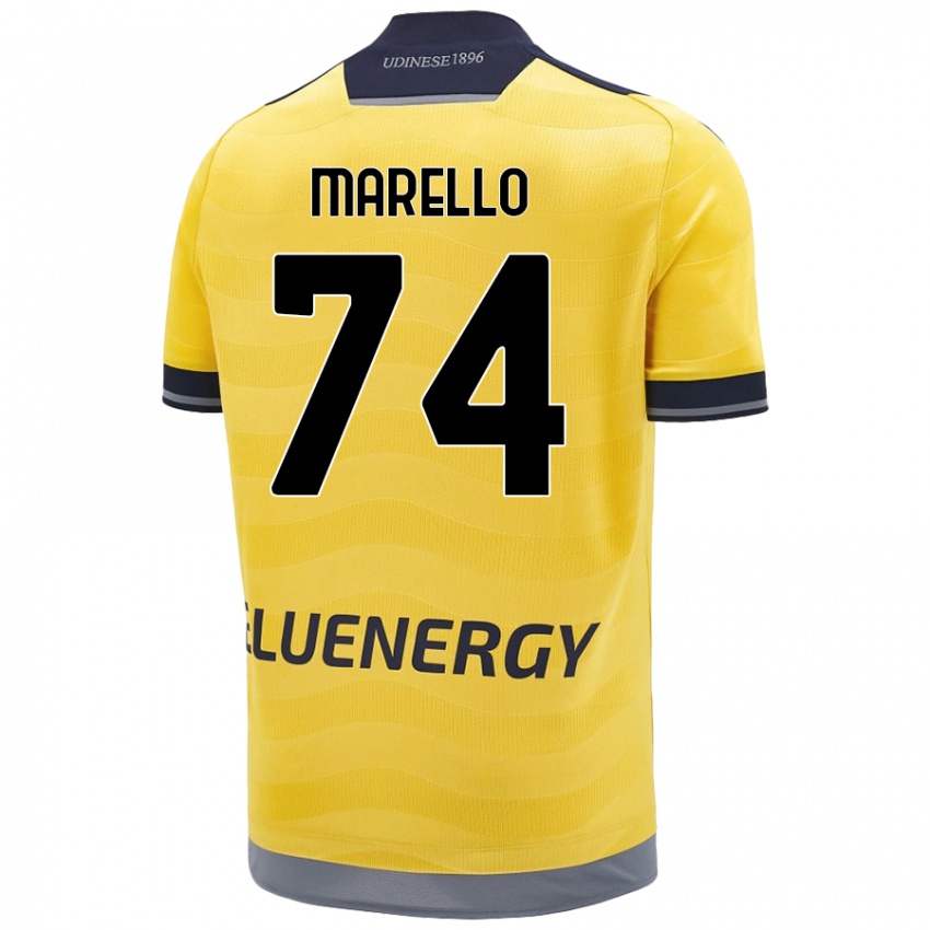 Niño Camiseta Mattia Marello #74 Dorado 2ª Equipación 2024/25 La Camisa