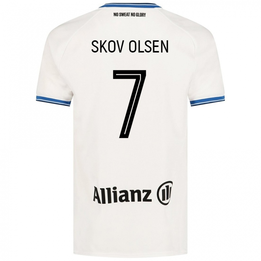 Niño Camiseta Andreas Skov Olsen #7 Blanco 2ª Equipación 2024/25 La Camisa