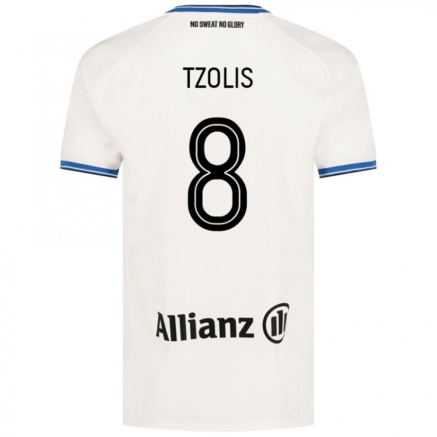 Niño Camiseta Christos Tzolis #8 Blanco 2ª Equipación 2024/25 La Camisa