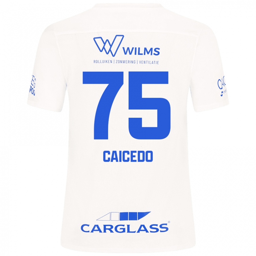 Niño Camiseta Alfred Caicedo #75 Blanco 2ª Equipación 2024/25 La Camisa