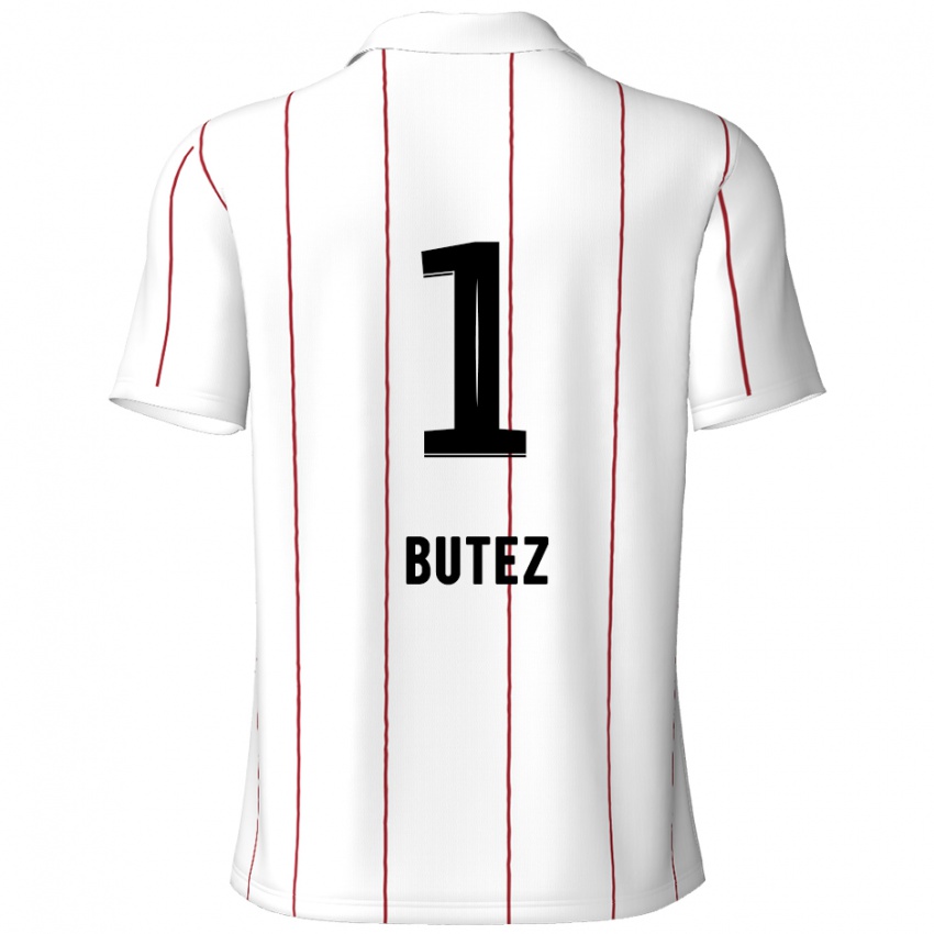 Niño Camiseta Jean Butez #1 Blanco Negro 2ª Equipación 2024/25 La Camisa