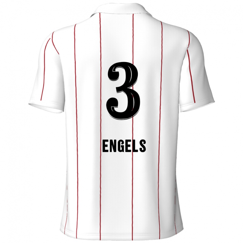 Niño Camiseta Björn Engels #3 Blanco Negro 2ª Equipación 2024/25 La Camisa