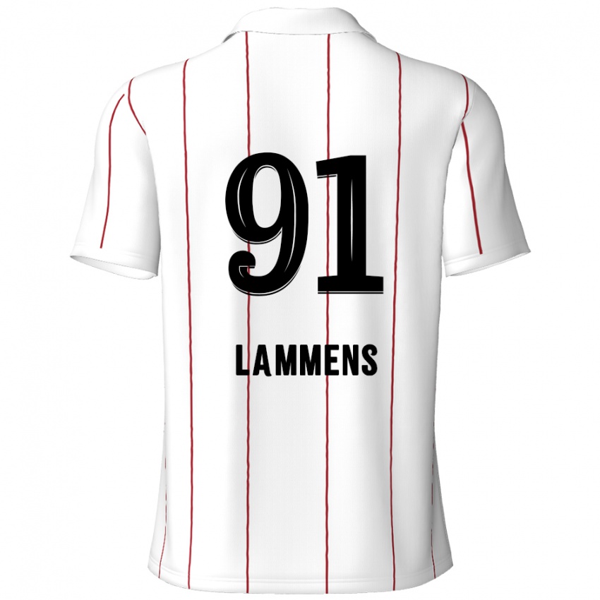 Niño Camiseta Senne Lammens #91 Blanco Negro 2ª Equipación 2024/25 La Camisa