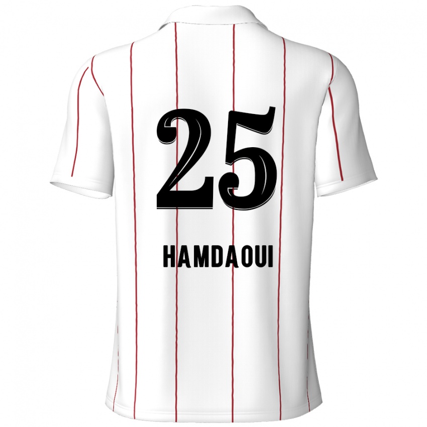 Niño Camiseta Youssef Hamdaoui #25 Blanco Negro 2ª Equipación 2024/25 La Camisa